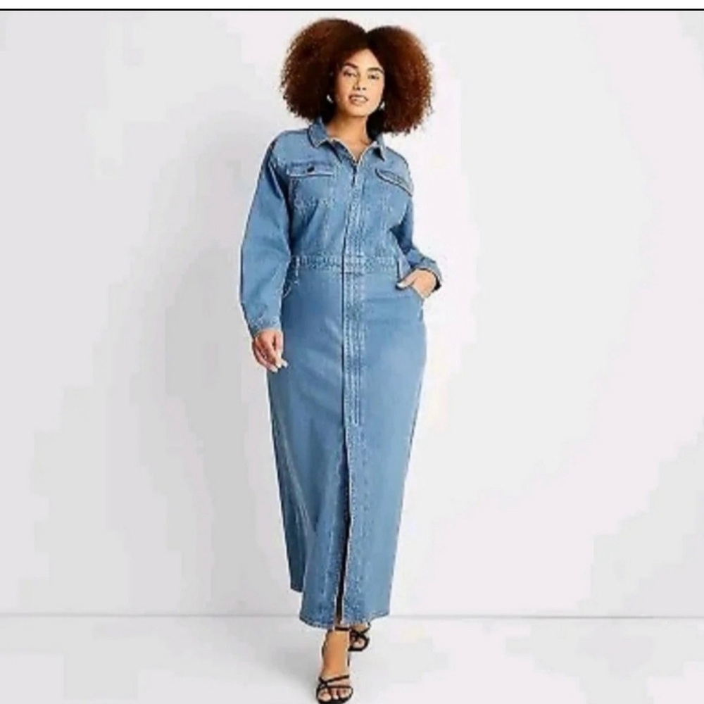Size 12 Long Sleeve Denim Women’s Maxi Shirtdress Universal Thread